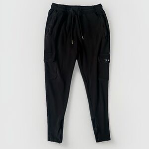 YoungLA Black Cargo Sweatpants Drawstring Zipper Detail Size M